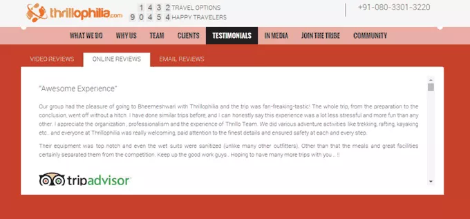 Thrillophilia_Review_from_TripAdvisor - online reviews