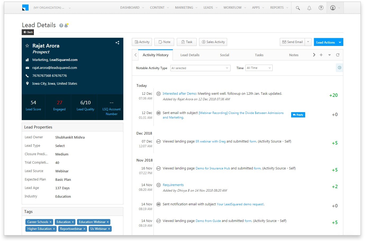 leadsquared crm- zoho crm cost