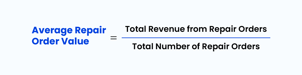 Average repair order value  formula - automotive kpi