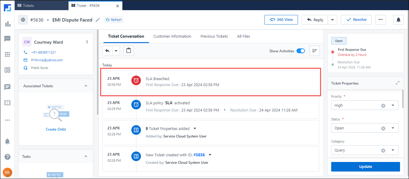 Service-CRM SLA - first contact resolution