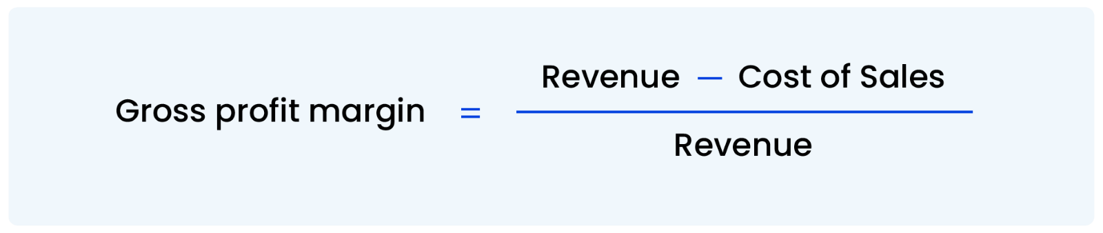 formula for gross profit margin- cost of sales